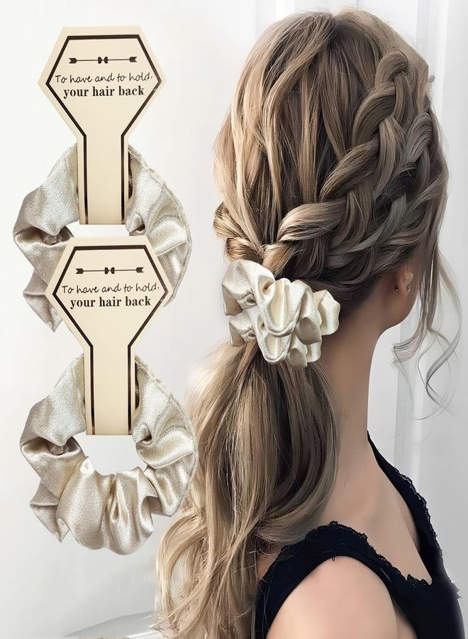 ZARSIO 10 PACK Bridesmaid Scrunchies Bridesmaid Proposal Gifts Elastics Hair Ties Bachelorette Party Favors (Champagne) - Image 5